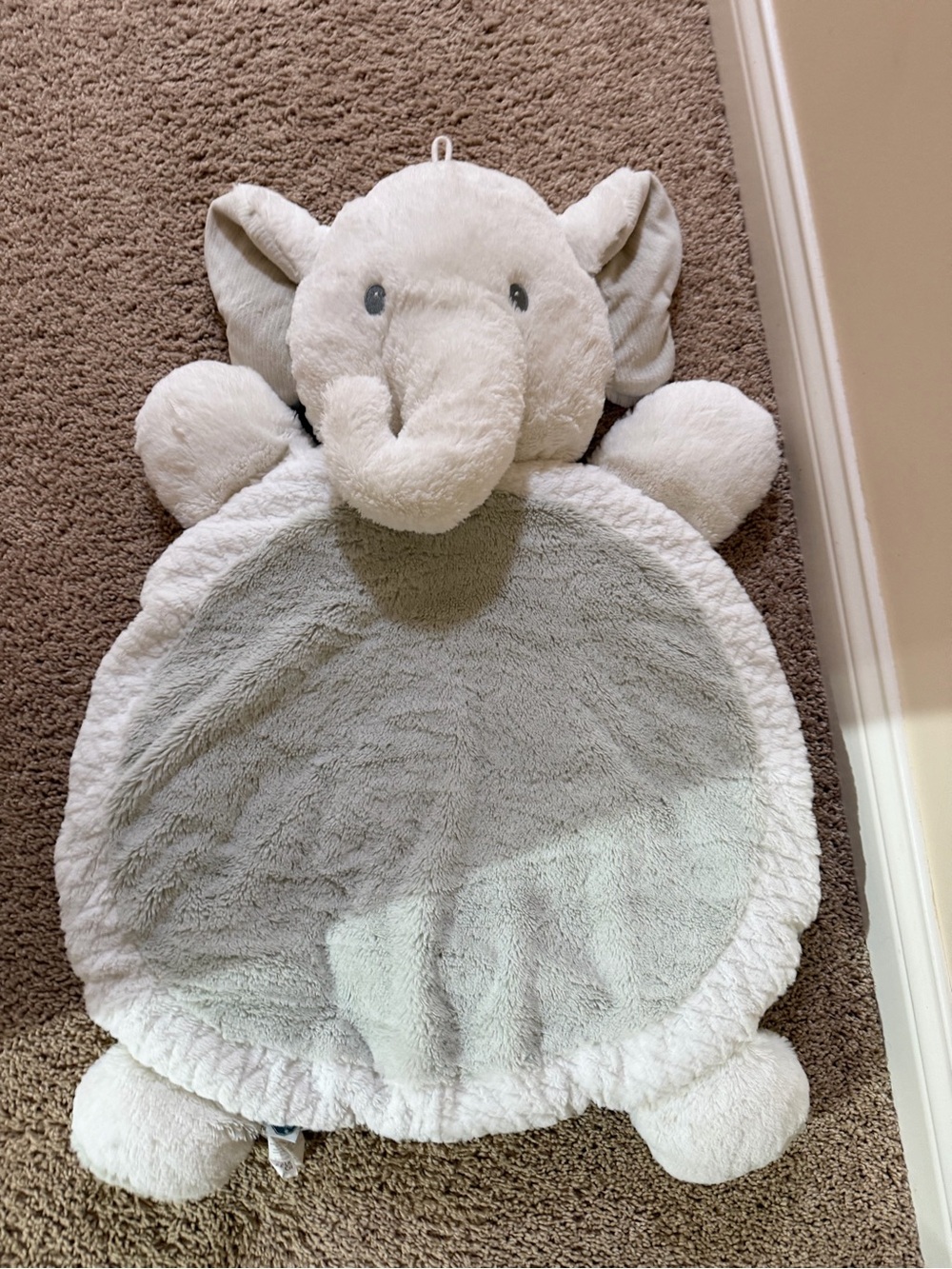 Plush Elephant Play Mat - Cream and Light Gray